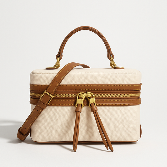 LeRoxy | Chique Dual-Tone Schoudertas met Rits Sluiting | Stijlvolle Tas voor Elke Gelegenheid