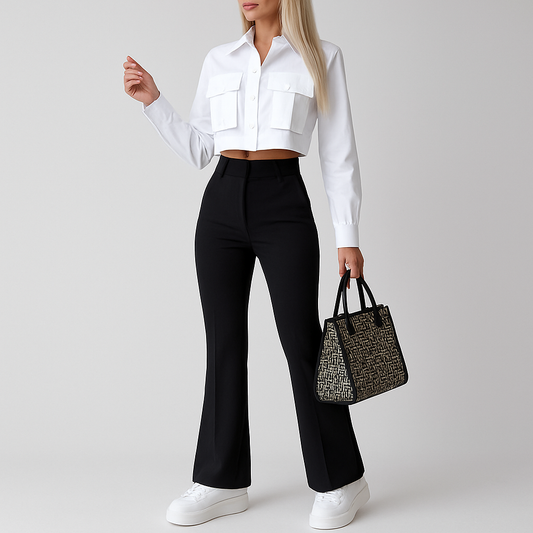 LeRoxy | Crop Top & Wijde Broek met Hoge Taille Set | Comfortabel en Trendy Mode voor Elke Gelegenheid