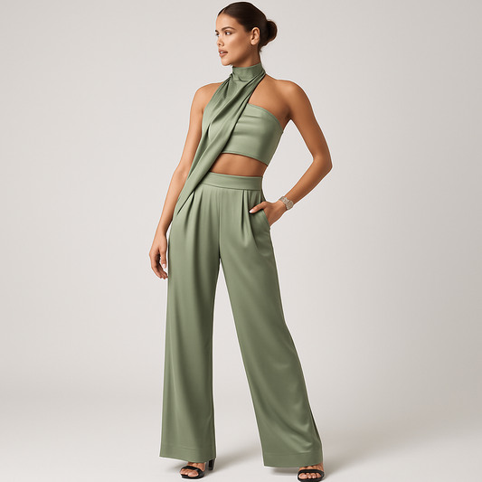LeRoxy | Elegante Satin Top & Broek Set | Luxe Mode voor Elke Gelegenheid