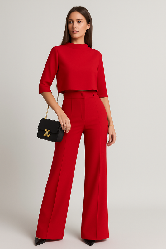 LeRoxy Elegante Effen Tweedelige Casual Set - Stijlvolle Outfit voor Elke Gelegenheid