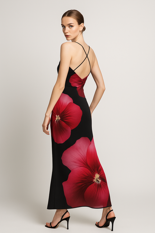 LeRoxy | Roze bloemen maxi jurk dames met open rug | stijlvolle LeRoxy jurk