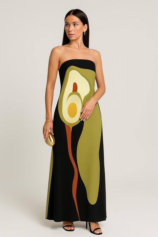 LeRoxy | Strapless Damesjurk met Print en Flatterende Pasvorm