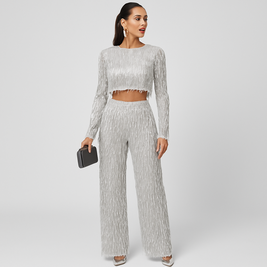 LeRoxy | Tweedelige Set Dames | Pailletten & Kwastjes | Party Outfit