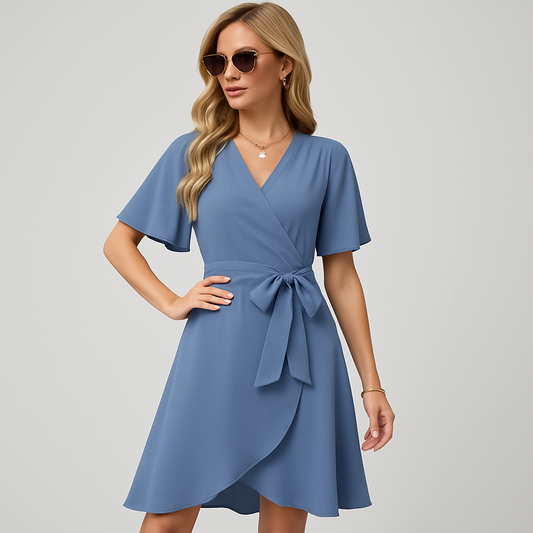LeRoxy | Georgina Zomerjurk Dames | Comfortabele Satijnen Jurk met Getailleerde Pasvorm