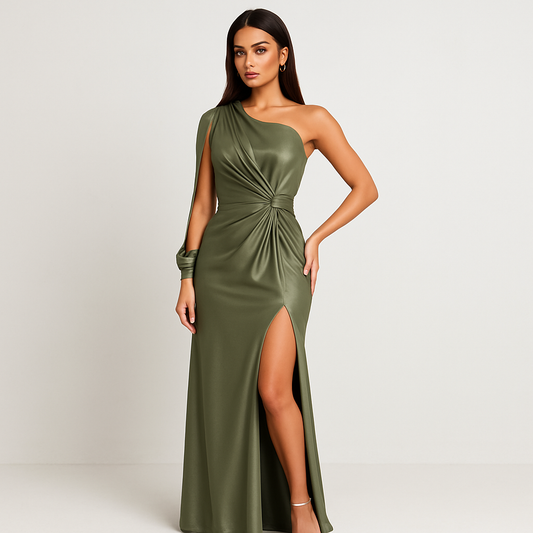 LeRoxy | Elegante Dames Maxi Jurk met Split – Formeel & Feestelijk | Lange Jurk