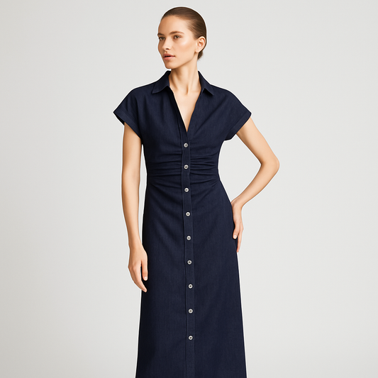LeRoxy | Denim Jurk met Knoopsluiting en Vrouwelijke Pasvorm | Stijlvol en Comfortabe