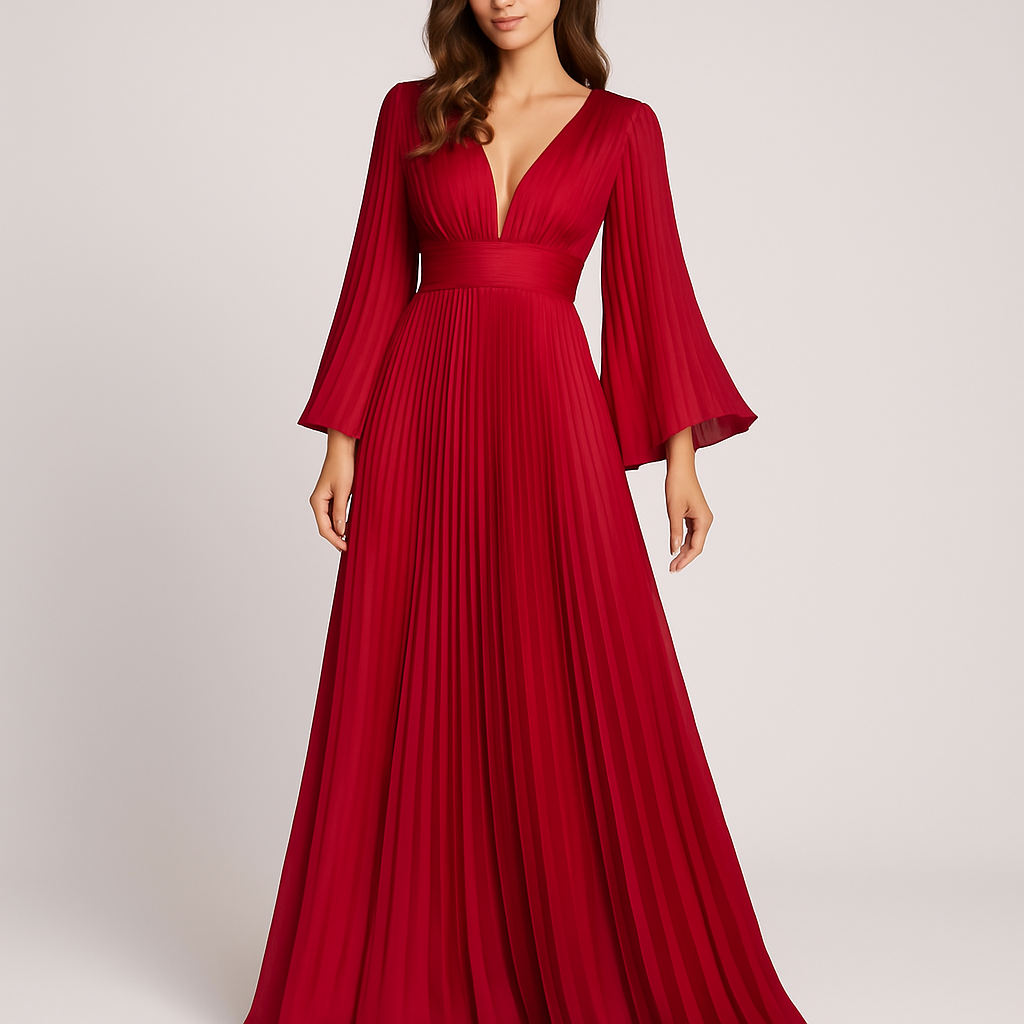 LeRoxy | Elegante Geplooide Maxi-Jurk voor Dames | Stijlvolle Lange Jurk voor Feest of Zomer