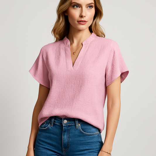 LeRoxy | Zomerse Dames Blouse | V-Hals, Off-Shoulder, Losse Pasvorm & Linnen Look | Elegante Korte Top