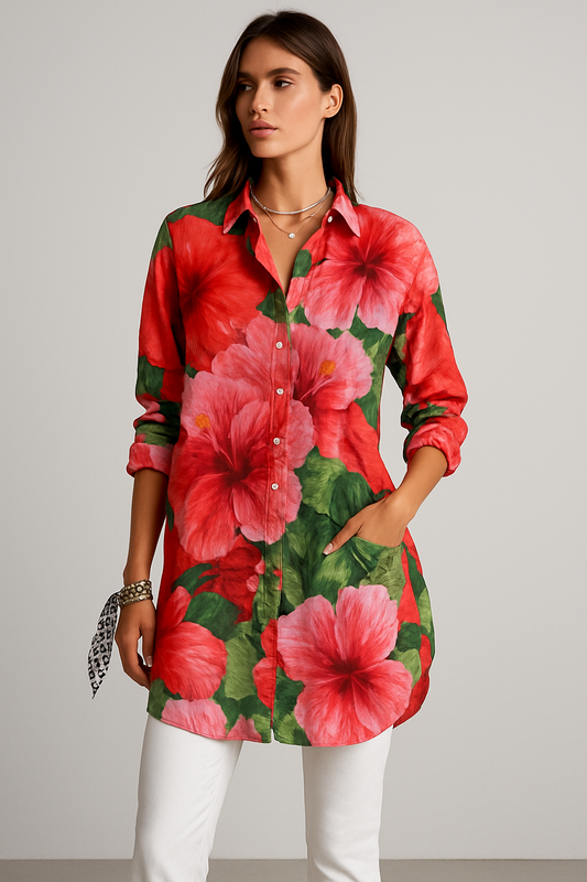 LeRoxy | Dames Vintage Bloemenblouse met Lange Mouwen | Elegante Retro Top