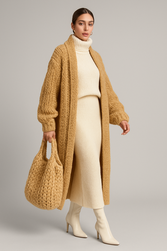 LeRoxy | Damesvest Oversized Wolmix | Lange Open Voorkant | Casual Trui voor Vrouwen