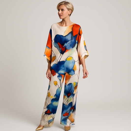 LeRoxy | Vloeiende Bloemenprint Outfit Set | Dames Set met Top en Broek/Rok