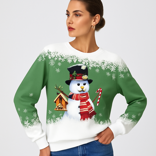 LeRoxy | Dames Kersttrui Sneeuwman | Warme Feesttrui voor Winter