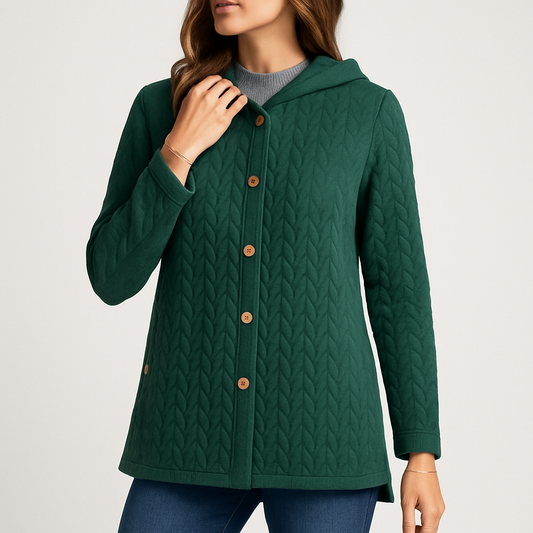 LeRoxy | Dames Sweatshirt Quilted Katoen met Capuchon en Knopen | Relaxed Fit