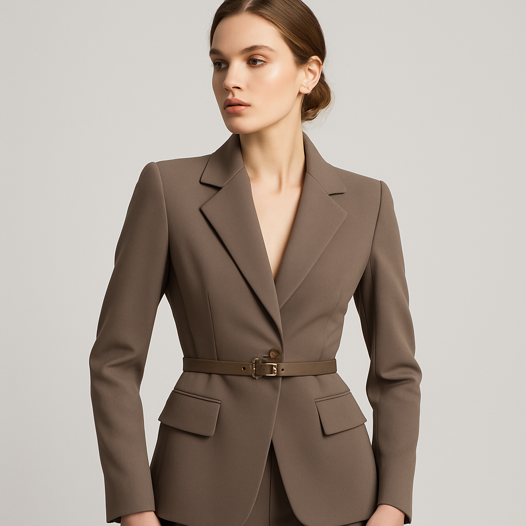 LeRoxy | Dames Blazer Getailleerd met Ceintuur | Lange Mouw | Formele Stijl