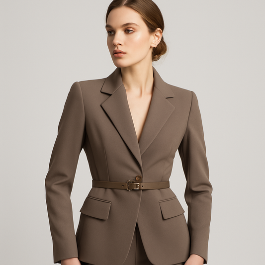 LeRoxy | Dames Blazer Getailleerd met Ceintuur | Lange Mouw | Formele Stijl