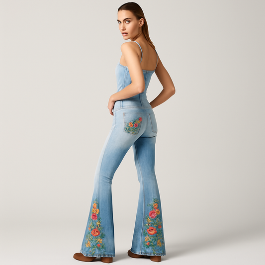 LeRoxy | Dames Flared Jeans | Bloemenprint, Comfortabel & Stijlvol