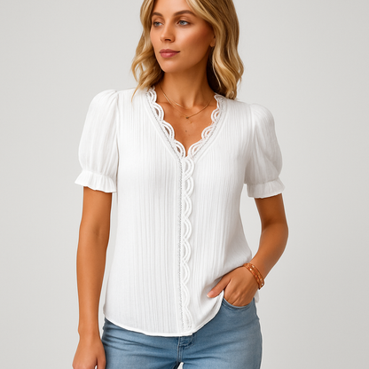 LeRoxy | Dames Shirt met Kant – Stijlvol en Comfortabel voor Lente en Zomer
