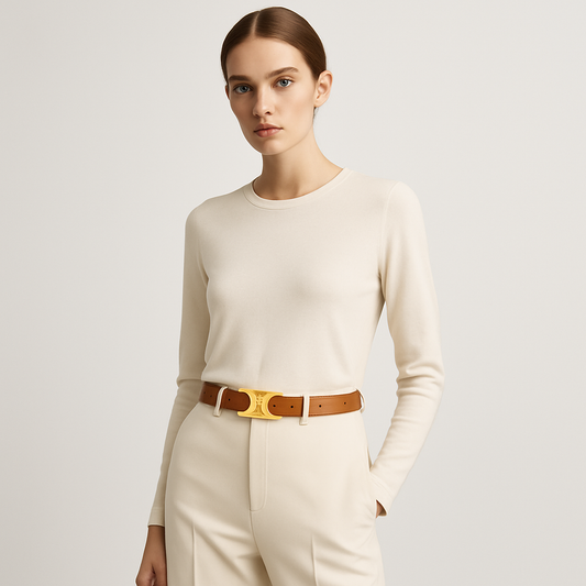 LeRoxy | Leren Riem voor Dames | Zwart met Elegante Gouden Gesp