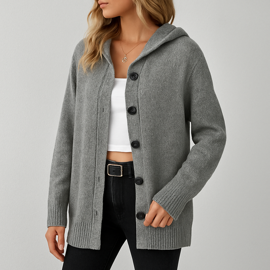 LeRoxy | Dames Gebreid Vest | Losvallende Pasvorm, Lange Mouwen, Knoopsluiting