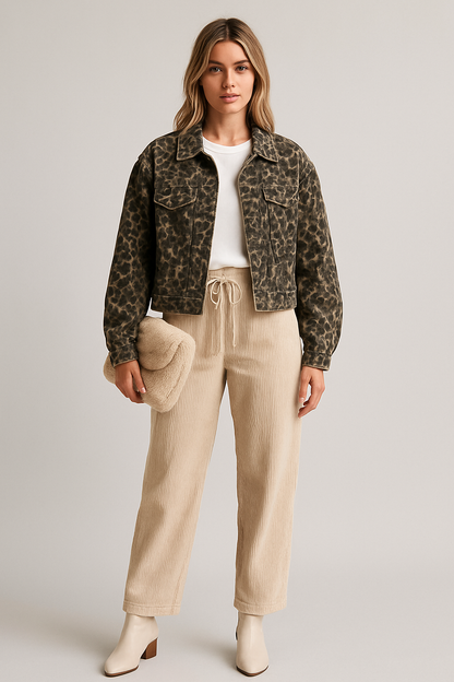LeRoxy | Stijlvolle Korte Mantel met Leopardenprint voor Dames