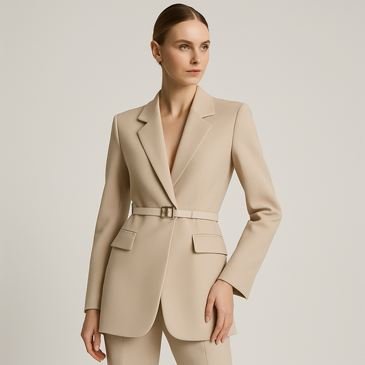 LeRoxy – Elegante lange damesblazer met riem | Stijlvolle en nette pasvorm