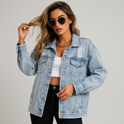 LeRoxy | Oversized Dames Jeansjack | Waterdicht, Gevoerd & Comfortabel