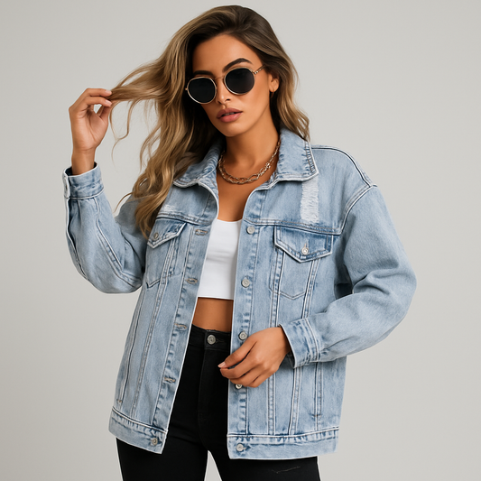 LeRoxy | Oversized Dames Jeansjack | Waterdicht, Gevoerd & Comfortabel