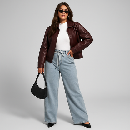 LeRoxy | Elegante Leren Damesjas | Stijlvolle Leren Jas voor Vrouwen