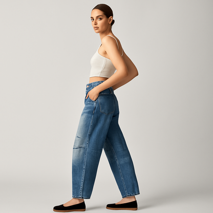 LeRoxy | Dames Halfhoge Jeans | Comfortabele Skinny Fit Spijkerbroek