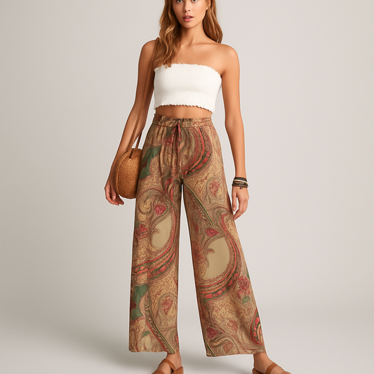 LeRoxy | Damesbroek met digitale print en hoge taille | Comfortabele pasvorm & stijlvol design