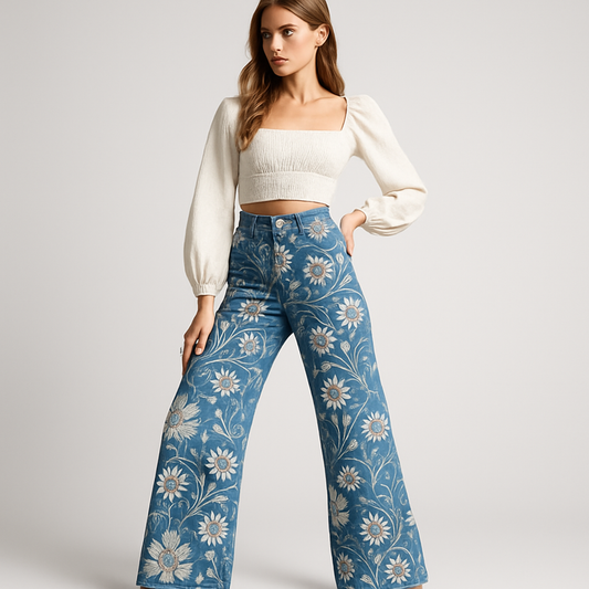 LeRoxy | Boho Vintage Damesbroek | Comfortabele Wijde Pijpen Broek