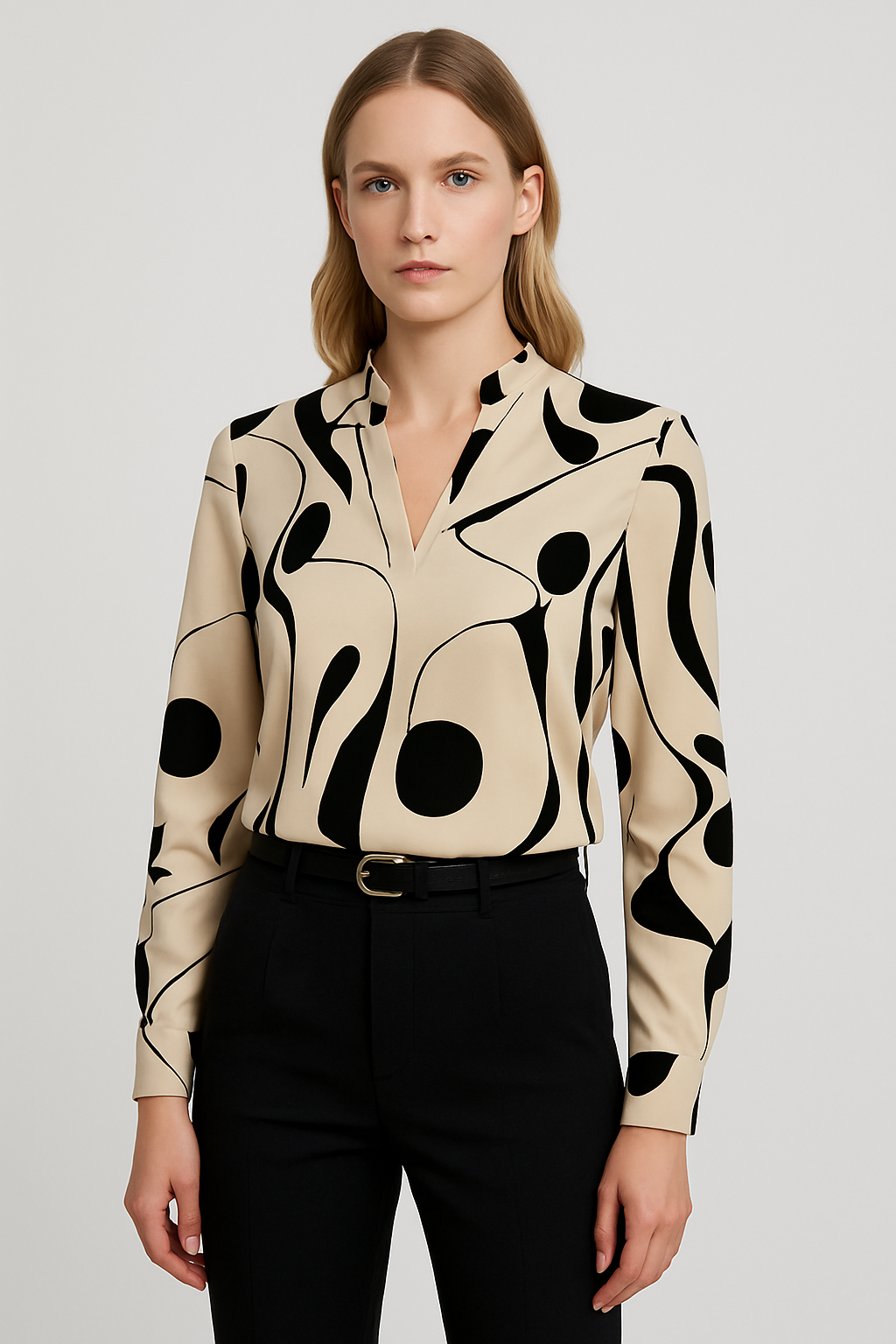 LeRoxy | Elegante Blouse met Opstaande Kraag en Print | Stijlvolle Mode voor Elke Gelegenheid