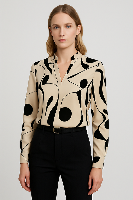 LeRoxy | Elegante Blouse met Opstaande Kraag en Print | Stijlvolle Mode voor Elke Gelegenheid