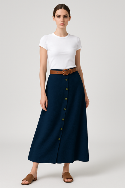 LeRoxy | Lange Monochrome Rok | Stijlvol & Tijdloos | Elegante Maxi Rok