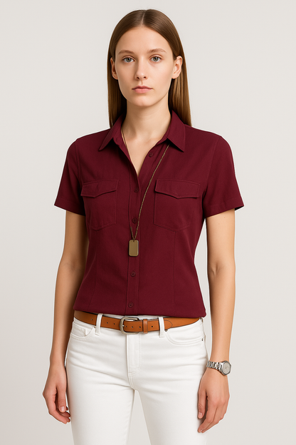 LeRoxy | Elegante Damesblouse Korte Mouwen | Stijlvolle Top voor Vrouwen