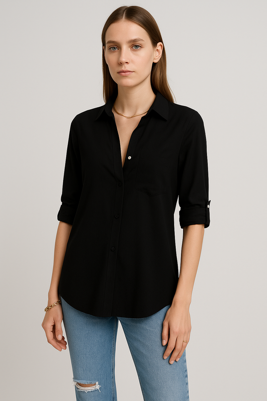 LeRoxy | Dames Blouse met Lange Mouwen en Rechte Pasvorm | Elegant en Comfortabel