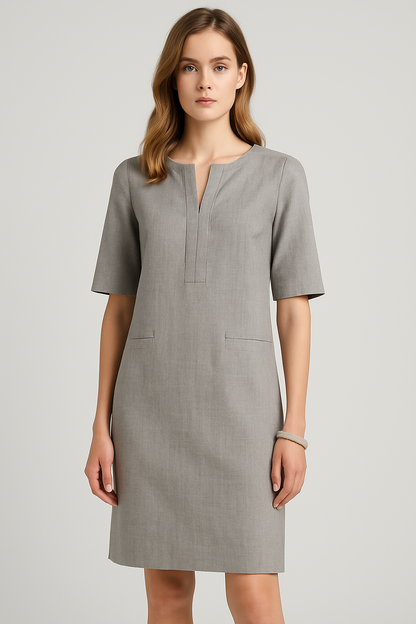 LeRoxy | Jurk LeRoxy Halve Mouw Katoenen Linnen Shift Jurk | Comfortabele en Stijlvolle Zomerjurk