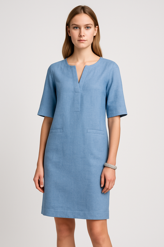 LeRoxy | Jurk LeRoxy Halve Mouw Katoenen Linnen Shift Jurk | Comfortabele en Stijlvolle Zomerjurk