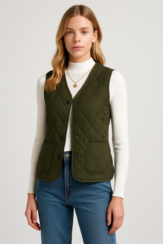 LeRoxy | Dames Gewatteerd Vest met Omgekeerd Lam | Warm Gevoerd Bodywarmer