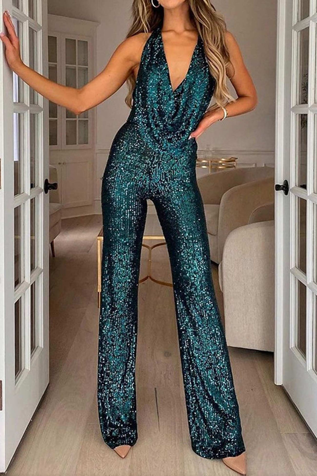 LeRoxy | Glamoureuze Pailletten Jumpsuit voor Feest en Speciale Gelegenheden
