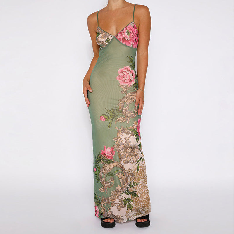 LeRoxy | Bloemen Prinsessenjurk voor Dames | Elegante Zomerse Maxi Jurk met Bloemenprint