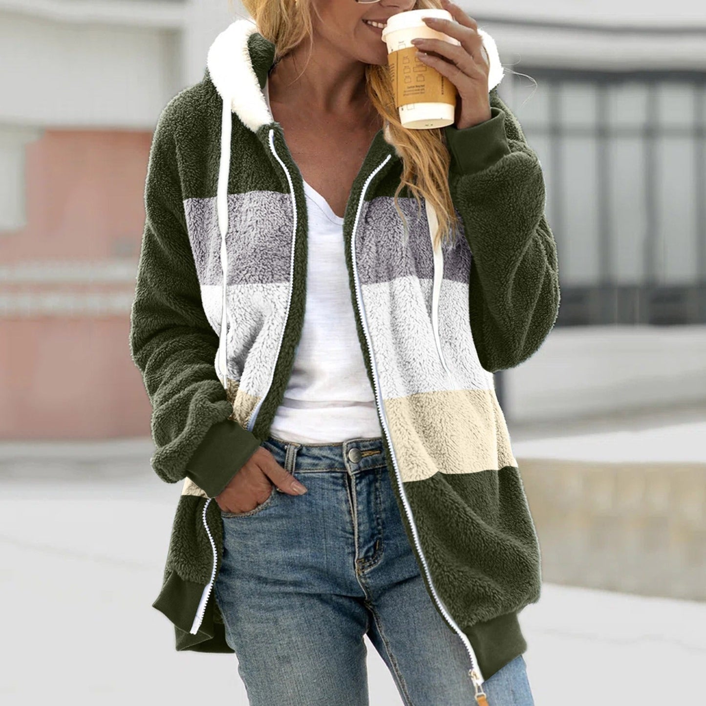 LeRoxy | Dames Hoodie Jas Sherpa Fleece | Relaxed Fit Met Capuchon en Ritssluiting