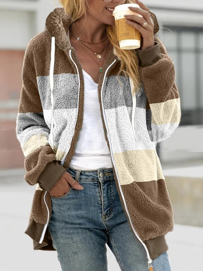 LeRoxy | Dames Hoodie Jas Sherpa Fleece | Relaxed Fit Met Capuchon en Ritssluiting