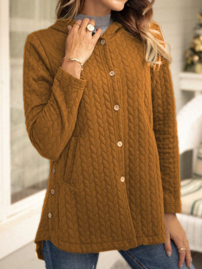 LeRoxy | Dames Sweatshirt Quilted Katoen met Capuchon en Knopen | Relaxed Fit