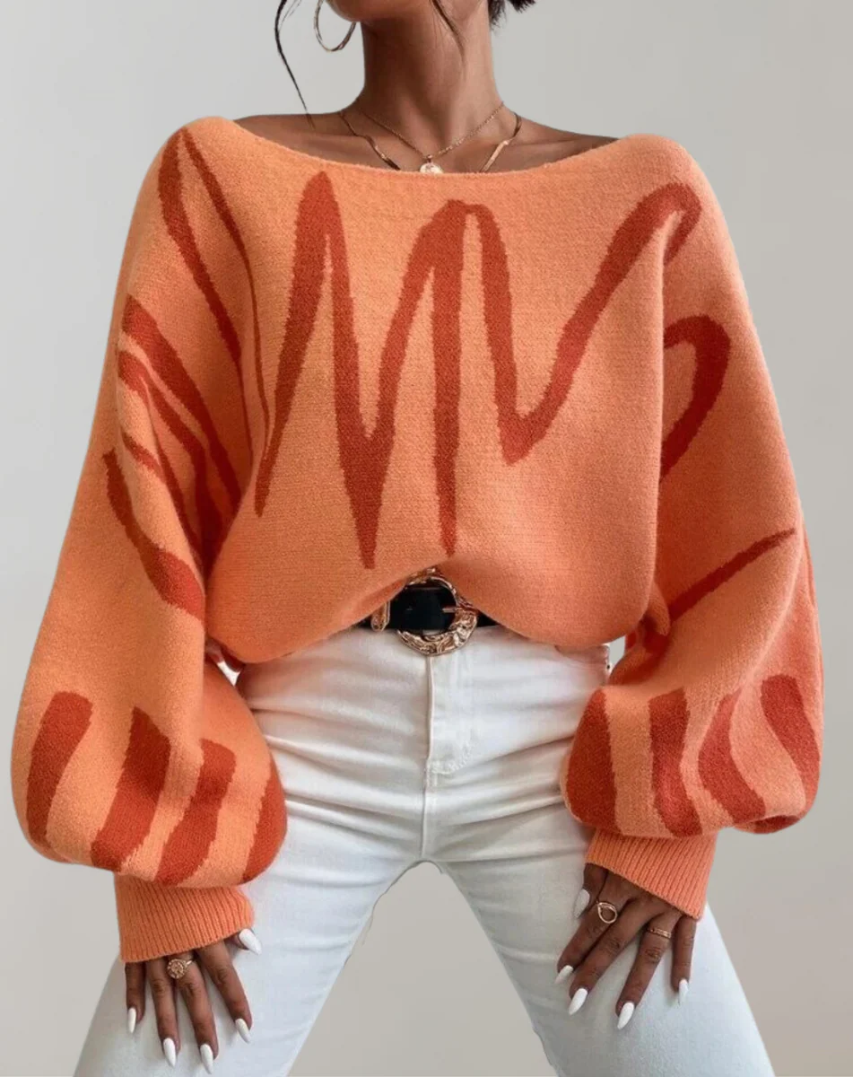 LeRoxy | Dames Gebreide Off-Shoulder Top | Relaxed Fit | Lantern Mouwen | Cropped