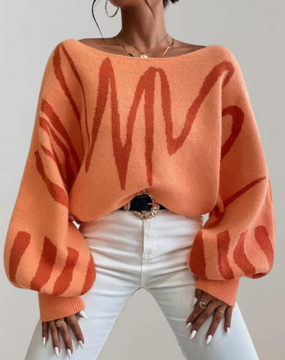 LeRoxy | Dames Gebreide Off-Shoulder Top | Relaxed Fit | Lantern Mouwen | Cropped