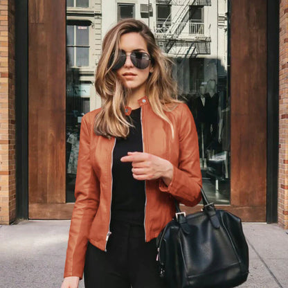 LeRoxy | Dames Leren Jas met Rits | Slank Getailleerd Model