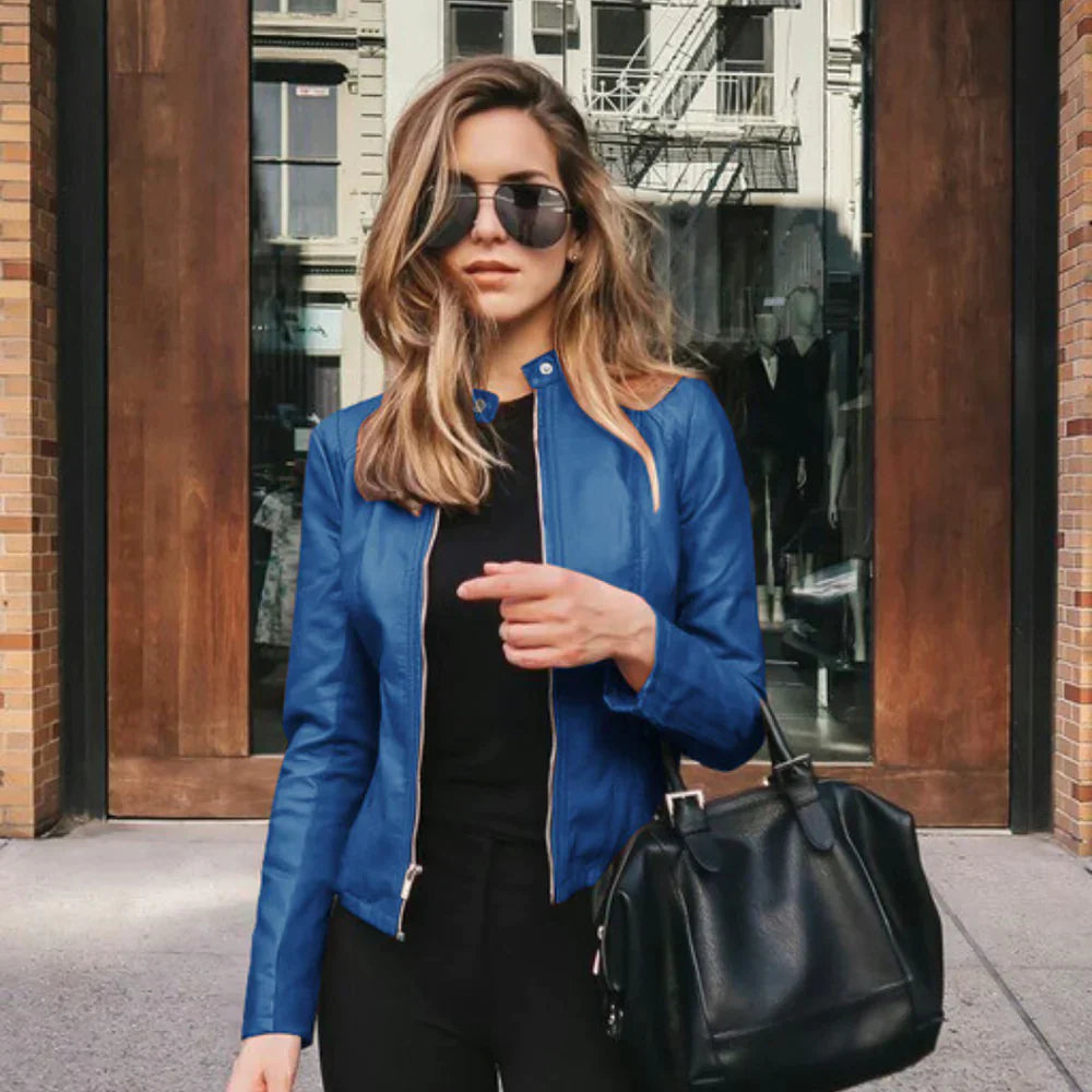 LeRoxy | Dames Leren Jas met Rits | Slank Getailleerd Model