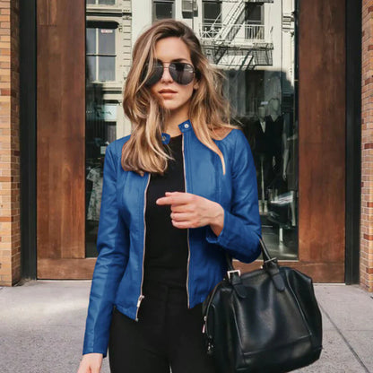 LeRoxy | Dames Leren Jas met Rits | Slank Getailleerd Model