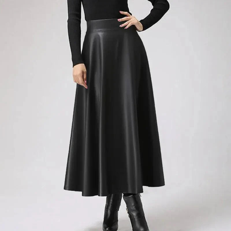 LeRoxy | Lange Zwarte Leren Rok voor Dames | Elegante & Tijdloze Look